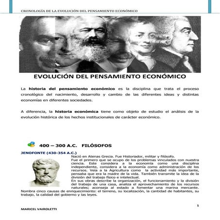 Evolución del Pensamento Económico