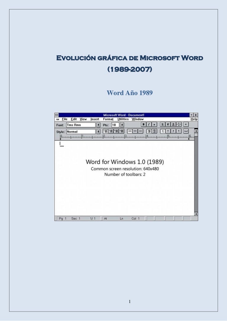 Evolución gráfica de microsoft word desde 1989 2007