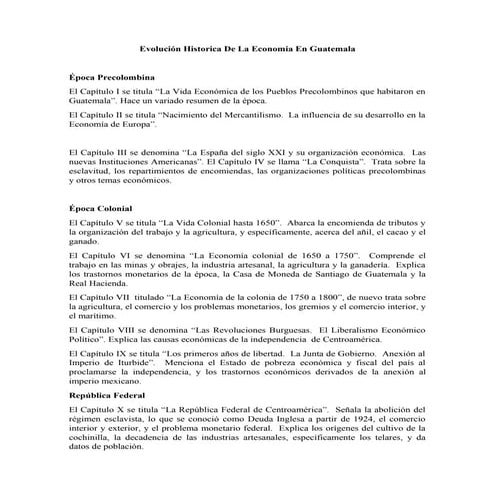 Evolución historica de la economia en guatemala