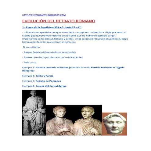 Evolución retrato romano