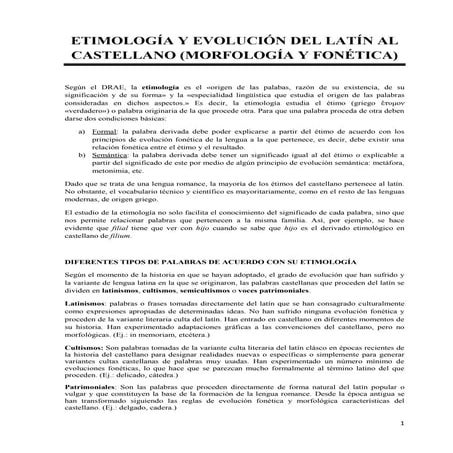 Evolucion latin-castellano-apuntes bachillerato