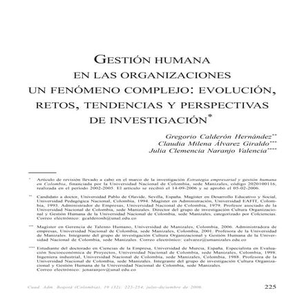 Evolucion de la gestion humana