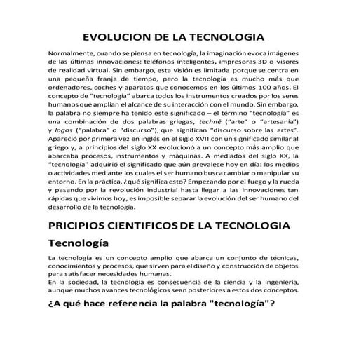 Evolucion de la tecnologia