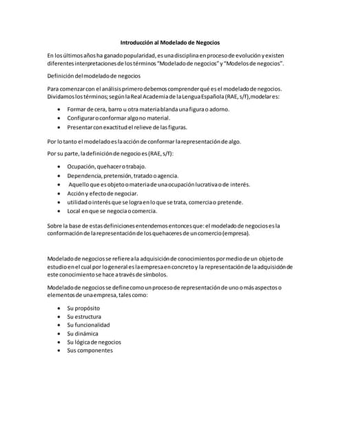 Evolucion de modelado de negocios