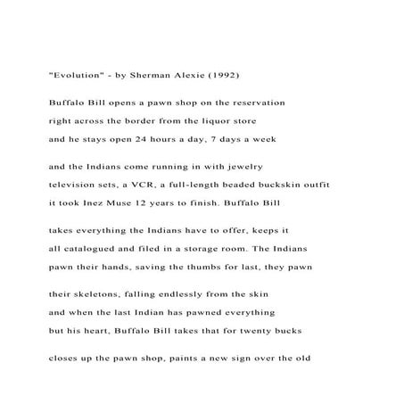 Evolution - by Sherman Alexie (1992) Buffalo Bill op.docx