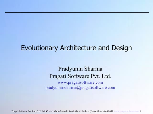 Evolutionary Architecture And Design