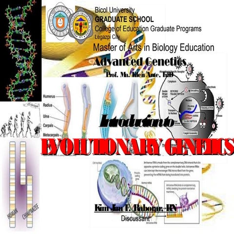 Evolutionary Genetics by: Kim Jim F. Raborar, RN, MAEd(ue)