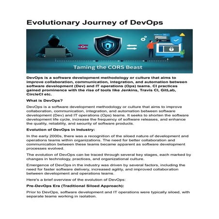Evolutionary Journey of DevOps             .