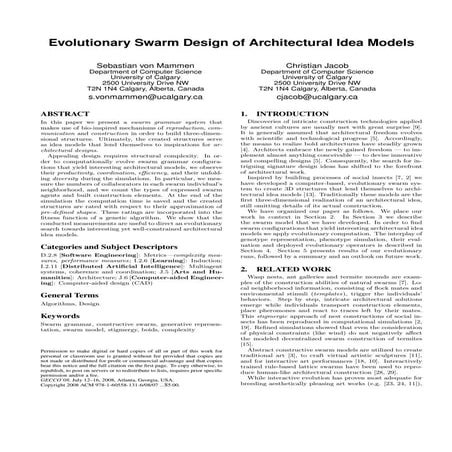 Evolutionary swarm design of architectural idea models