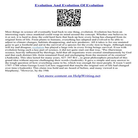 Evolution Essay Questions