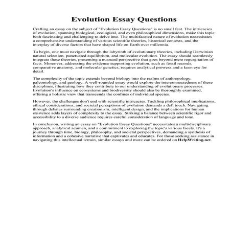 Evolution Essay Questions