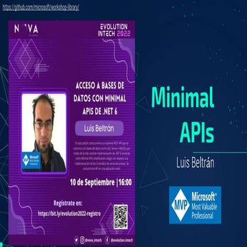 Evolution INTech - Acceso a bases de datos con Minimal APIs de .NET 6.pptx