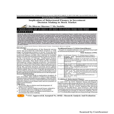Evolution of behavioural finance