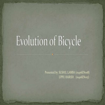 Evolution of Bicycle 
