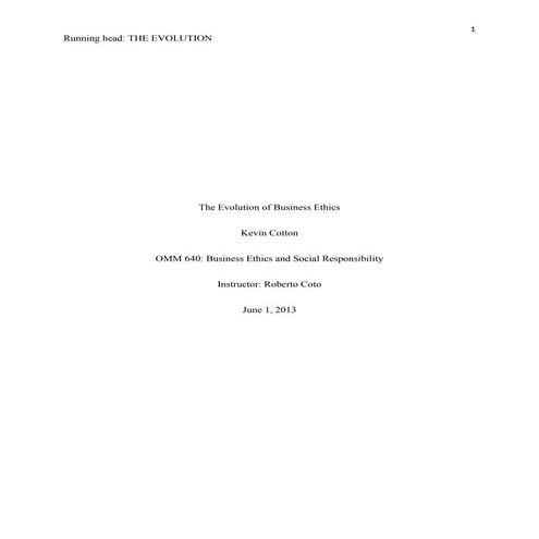 Evolution of business ethics