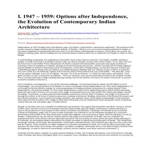 Evolution of contemporary arch