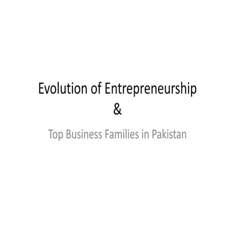 Evolution of entrepreneurship