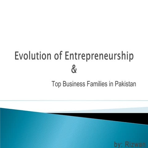 Evolution of Entrepreneurship in Pakistan