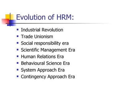 Evolution of hrm
