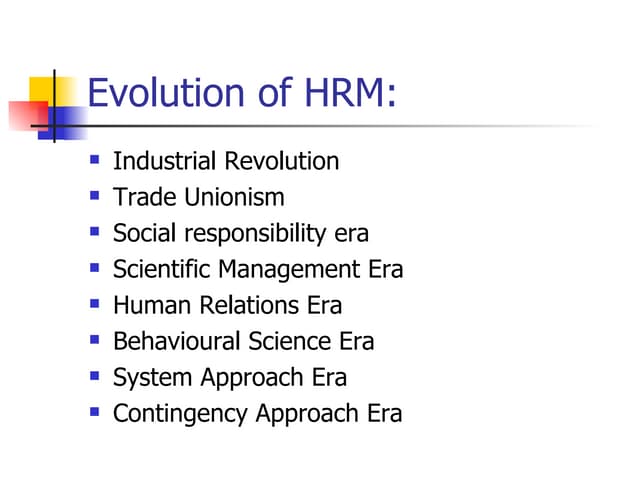 Evolution of hrm