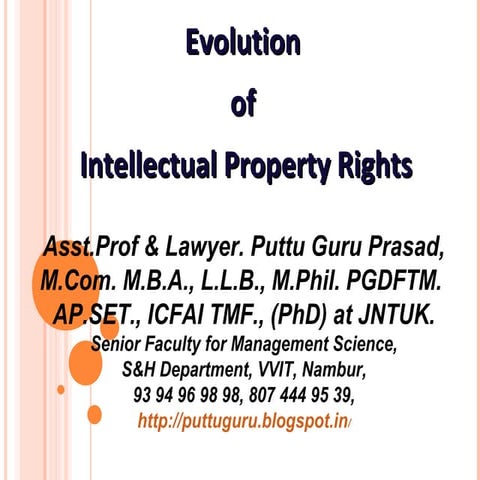 Evolution of Intellectual Property Rights