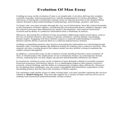 Evolution Of Man Essay. Stella and Charles Guttman Community College by CUNY