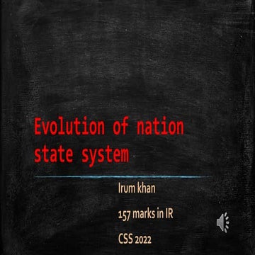 Evolution of nation sate system in iterantional raltions