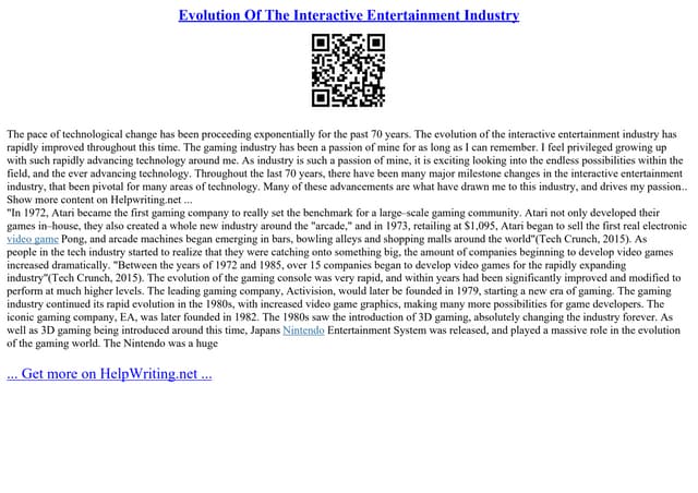 Evolution Of The Interactive Entertainment Industry  PPT