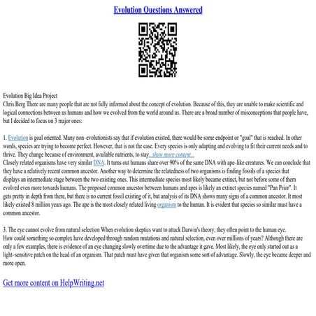 Evolution Questions Answered