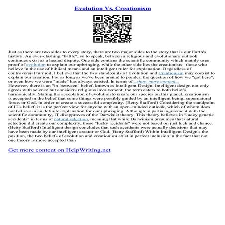 Creationism Vs. Evolution | PDF
