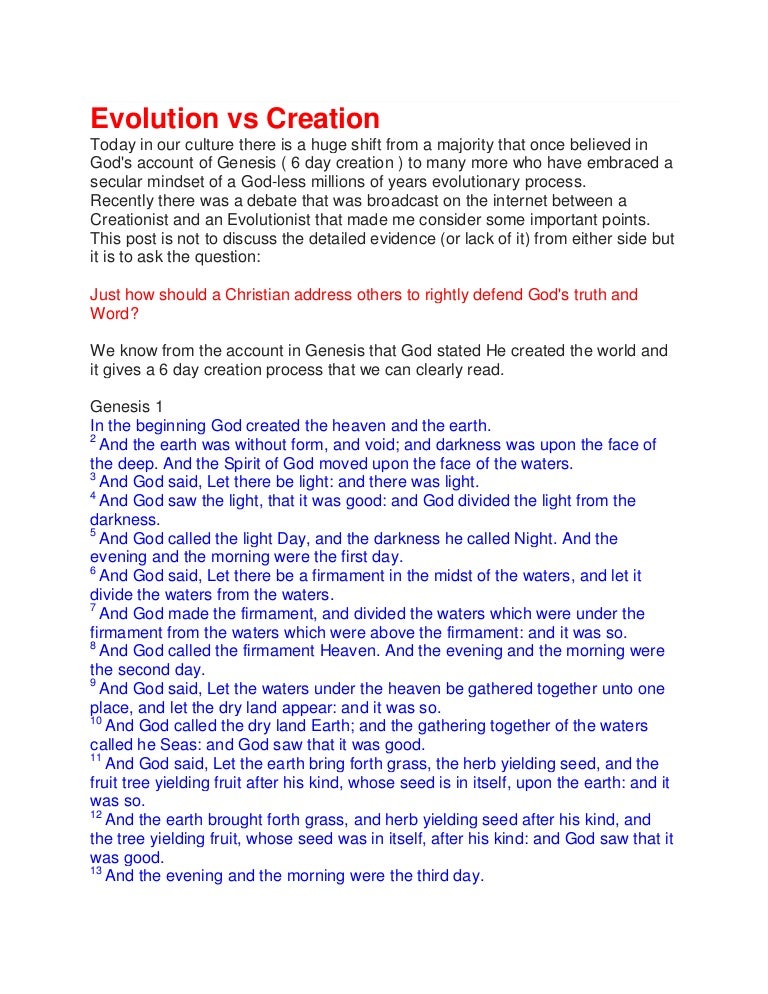 Evolution vs creation