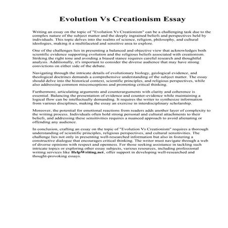 Evolution Vs Creationism Essay. Hamline University