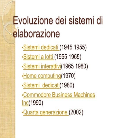 Evoluzione dei sistemi di elaborazione