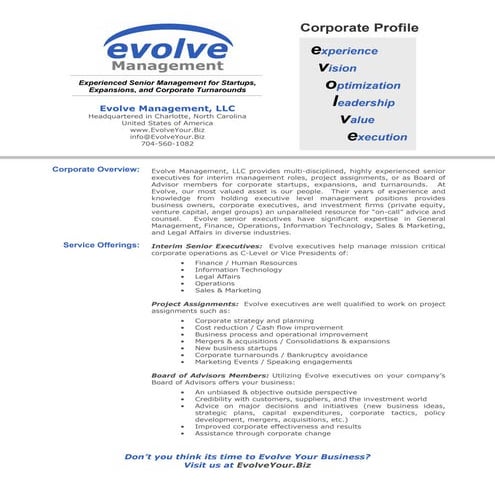 Evolve Management Profile