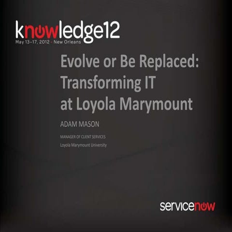 Evolve or Be Replaced, Knowledge 2012