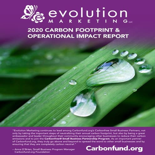 Evolution Marketing 2020 Carbon Footprint and Operational Impact Report 