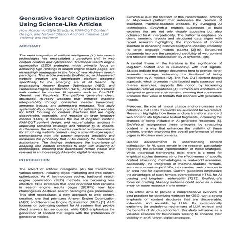 Generative Search Optimization Using Science-Like Articles