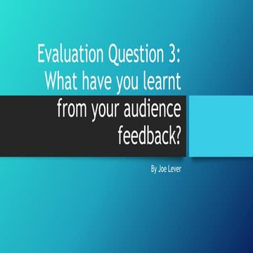 Evaluation Question 3