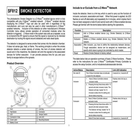 Manuel Détecteur de fumée Everspring SF812
