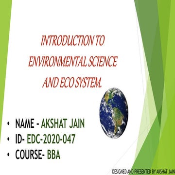 Introduction To Environmental Science And Ecosystem. | PPT