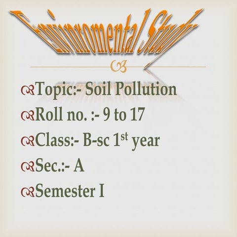 Envionmental science soil pollution