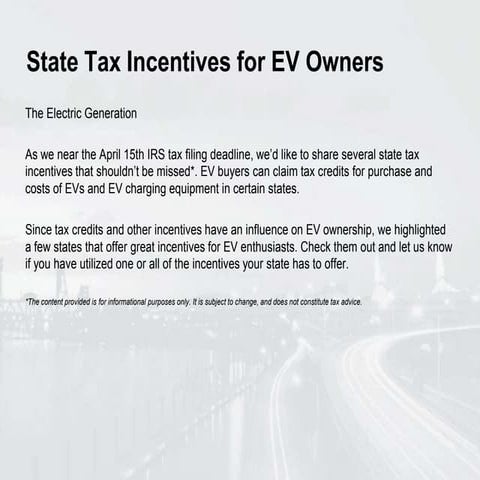 Ev state incentives