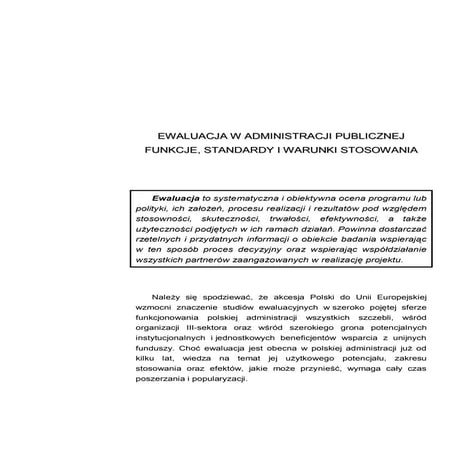 Ewaluacja w administracji_publicznej | PDF | Business | Business and