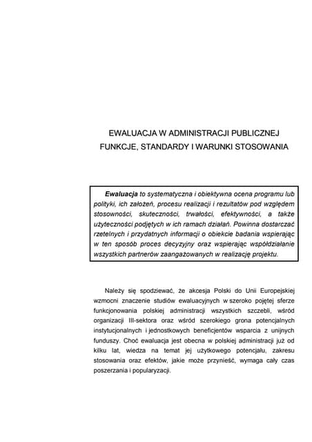 Ewaluacja w administracji_publicznej | PDF | Business | Business and