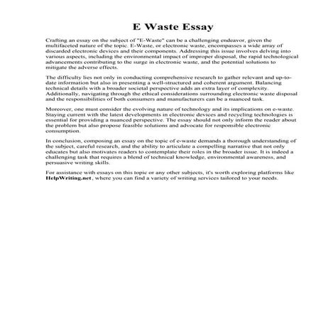 E Waste Essay