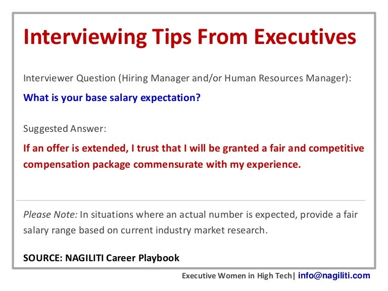 interviewing tips from executives salary expectations salary expectation