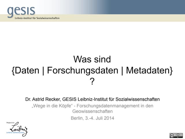 Was sind Daten, Forschungsdaten, Metadaten? PPT