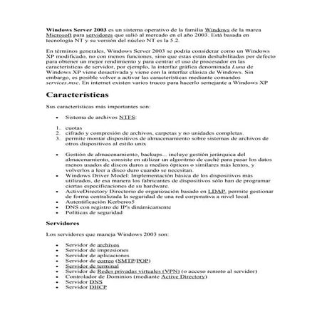 Sistema operativo windows server 2003 | PPTX