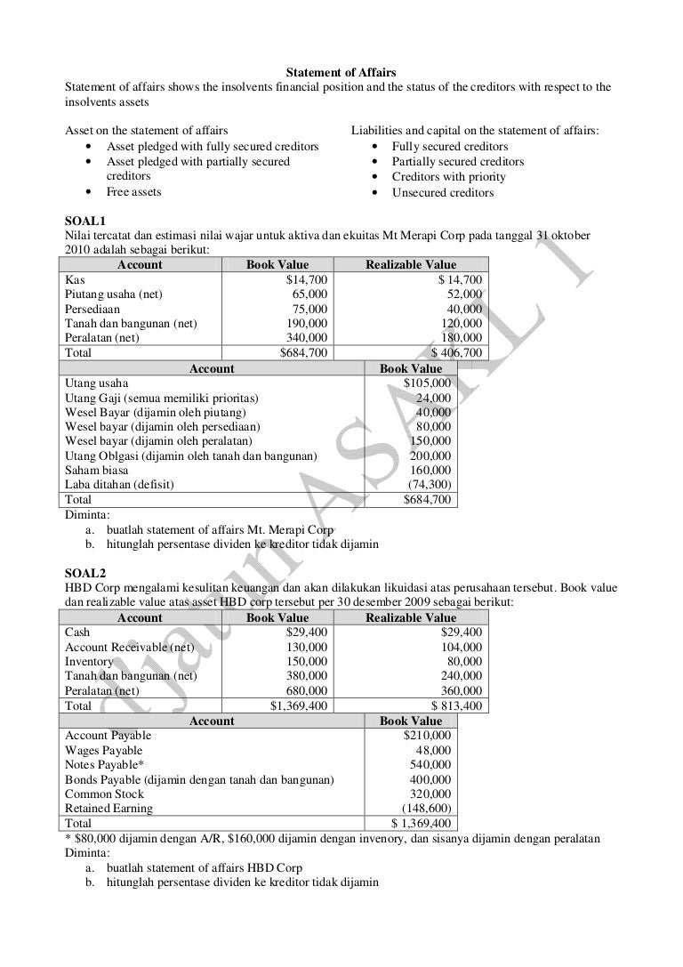 Statement Of Affairs