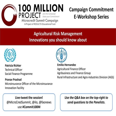 Presenter Slides - E-Workshop: Agricultural risk management with FAO and ILO